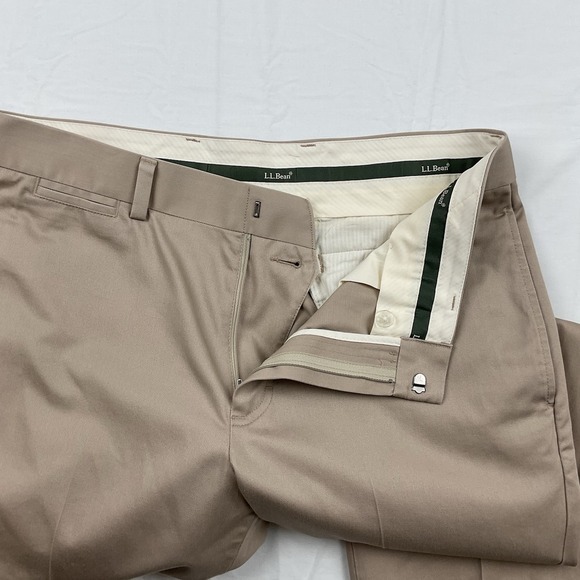 LL Bean Standard Fit Khaki Dress Pants Mens Size 35 Business Casual Chino - Picture 9 of 11